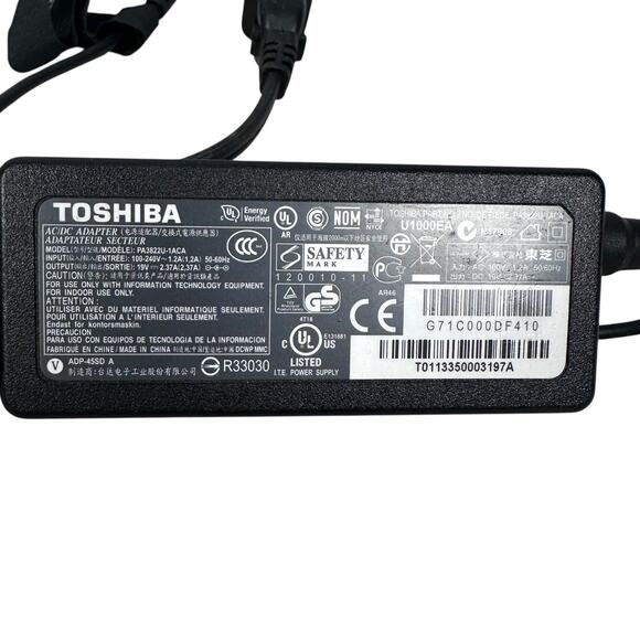 Toshiba PA3822U-1ACA AC/DC Power Adapter Black 19V 2.37A For Satellite Laptop - Picture 2 of 5